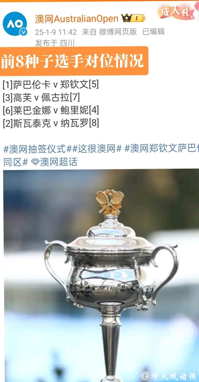 澳网抽签结果出炉,网友评论:大家命都好“苦” 澳网抽签结果出炉,网友评论:大家命都好“苦”